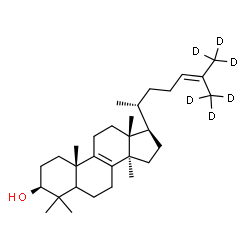 ChemSpider 2D Image | (3beta,5xi)-(26,26,26,27,27,27-~2~H_6_)Lanosta-8,24-dien-3-ol | C30H44D6O