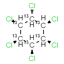 ChemSpider 2D Image | (1R,2S,3r,4R,5S,6s)-1,2,3,4,5,6-Hexachloro(~13~C_6_)cyclohexane | 13C6H6Cl6