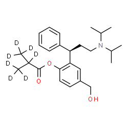 ChemSpider 2D Image | 2-[(1R)-3-(Diisopropylamino)-1-phenylpropyl]-4-(hydroxymethyl)phenyl 2-(~2~H_3_)methyl(~2~H_4_)propanoate | C26H30D7NO3