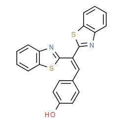ChemSpider 2D Image | 4-[2,2-Bis(1,3-benzothiazol-2-yl)vinyl]phenol | C22H14N2OS2