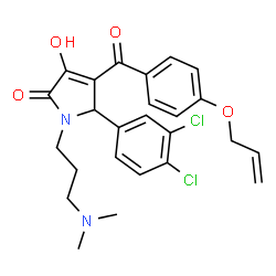 ChemSpider 2D Image | 4-[4-(Allyloxy)benzoyl]-5-(3,4-dichlorophenyl)-1-[3-(dimethylamino)propyl]-3-hydroxy-1,5-dihydro-2H-pyrrol-2-one | C25H26Cl2N2O4