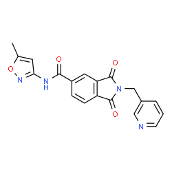 ChemSpider 2D Image | N-(5-Methyl-1,2-oxazol-3-yl)-1,3-dioxo-2-(3-pyridinylmethyl)-5-isoindolinecarboxamide | C19H14N4O4
