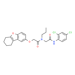 ChemSpider 2D Image | N-(2,4-Dichlorophenyl)-N~2~-propyl-N~2~-[(6,7,8,9-tetrahydrodibenzo[b,d]furan-2-yloxy)acetyl]glycinamide | C25H26Cl2N2O4