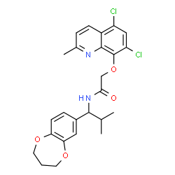 ChemSpider 2D Image | 2-[(5,7-Dichloro-2-methyl-8-quinolinyl)oxy]-N-[1-(3,4-dihydro-2H-1,5-benzodioxepin-7-yl)-2-methylpropyl]acetamide | C25H26Cl2N2O4