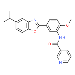 ChemSpider 2D Image | N-[5-(5-Isopropyl-1,3-benzoxazol-2-yl)-2-methoxyphenyl]nicotinamide | C23H21N3O3
