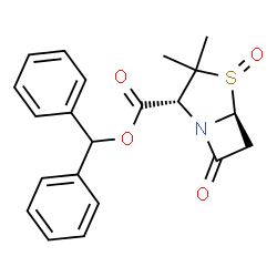 ChemSpider 2D Image | Diphenylmethyl (2R,5S)-3,3-dimethyl-7-oxo-4-thia-1-azabicyclo[3.2.0]heptane-2-carboxylate 4-oxide | C21H21NO4S