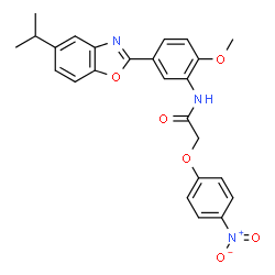 ChemSpider 2D Image | N-[5-(5-Isopropyl-1,3-benzoxazol-2-yl)-2-methoxyphenyl]-2-(4-nitrophenoxy)acetamide | C25H23N3O6