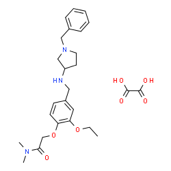 ChemSpider 2D Image | 2-(4-{[(1-Benzyl-3-pyrrolidinyl)amino]methyl}-2-ethoxyphenoxy)-N,N-dimethylacetamide ethanedioate (1:1) | C26H35N3O7