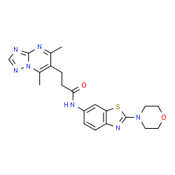 ChemSpider 2D Image | 3-(5,7-Dimethyl[1,2,4]triazolo[1,5-a]pyrimidin-6-yl)-N-[2-(4-morpholinyl)-1,3-benzothiazol-6-yl]propanamide | C21H23N7O2S