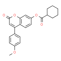ChemSpider 2D Image | 4-(4-Methoxyphenyl)-2-oxo-2H-chromen-7-yl cyclohexanecarboxylate | C23H22O5