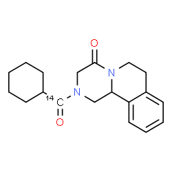 ChemSpider 2D Image | 2-[Cyclohexyl(oxo)(~14~C)methyl]-1,2,3,6,7,11b-hexahydro-4H-pyrazino[2,1-a]isoquinolin-4-one | C1814CH24N2O2
