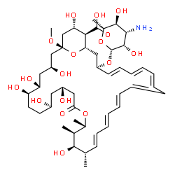 ChemSpider 2D Image | (1R,3S,5R,6R,9R,11R,15S,16R,17R,18S,19E,21E,23E,27E,29E,31E,33R,35S,36R,37S)-33-[(3-Amino-3,6-dideoxy-beta-D-mannopyranosyl)oxy]-3,5,6,9,11,17,37-heptahydroxy-1-methoxy-15,16,18-trimethyl-13-oxo-14,39
-dioxabicyclo[33.3.1]nonatriaconta-19,21,23,25,27,29,31-heptaene-36-carboxylic acid | C48H75NO17