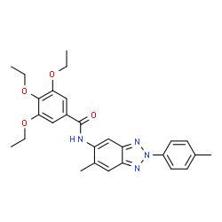 ChemSpider 2D Image | 3,4,5-Triethoxy-N-[6-methyl-2-(4-methylphenyl)-2H-benzotriazol-5-yl]benzamide | C27H30N4O4