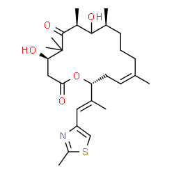 ChemSpider 2D Image | (4R,7S,9S,13Z,16R)-4,8-Dihydroxy-5,5,7,9,13-pentamethyl-16-[(1E)-1-(2-methyl-1,3-thiazol-4-yl)-1-propen-2-yl]oxacyclohexadec-13-ene-2,6-dione | C27H41NO5S