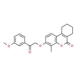 ChemSpider 2D Image | 3-[2-(3-Methoxyphenyl)-2-oxoethoxy]-4-methyl-7,8,9,10-tetrahydro-6H-benzo[c]chromen-6-one | C23H22O5