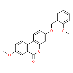 ChemSpider 2D Image | 8-Methoxy-3-[(2-methoxybenzyl)oxy]-6H-benzo[c]chromen-6-one | C22H18O5