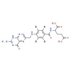 ChemSpider 2D Image | N-{[4-{[(2-Amino-4-oxo-1,4-dihydro-6-pteridinyl)methyl]amino}(~2~H_4_)phenyl]carbonyl}glutamic acid | C19H15D4N7O6