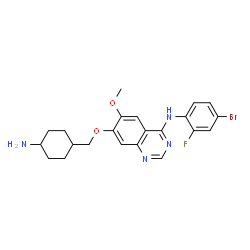 ChemSpider 2D Image | 7-[(4-Aminocyclohexyl)methoxy]-N-(4-bromo-2-fluorophenyl)-6-methoxy-4-quinazolinamine | C22H24BrFN4O2