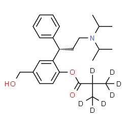 ChemSpider 2D Image | 2-[(1S)-3-(Diisopropylamino)-1-phenylpropyl]-4-(hydroxymethyl)phenyl 2-(~2~H_3_)methyl(~2~H_4_)propanoate | C26H30D7NO3