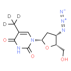 ChemSpider 2D Image | 1-(3-Azido-2,3-dideoxy-beta-L-threo-pentofuranosyl)-5-(~2~H_3_)methyl-2,4(1H,3H)-pyrimidinedione | C10H10D3N5O4