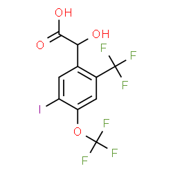 ChemSpider 2D Image | Hydroxy[5-iodo-4-(trifluoromethoxy)-2-(trifluoromethyl)phenyl]acetic acid | C10H5F6IO4