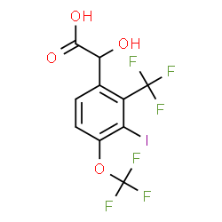 ChemSpider 2D Image | Hydroxy[3-iodo-4-(trifluoromethoxy)-2-(trifluoromethyl)phenyl]acetic acid | C10H5F6IO4