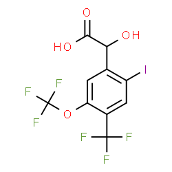 ChemSpider 2D Image | Hydroxy[2-iodo-5-(trifluoromethoxy)-4-(trifluoromethyl)phenyl]acetic acid | C10H5F6IO4