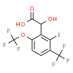 ChemSpider 2D Image | Hydroxy[2-iodo-6-(trifluoromethoxy)-3-(trifluoromethyl)phenyl]acetic acid | C10H5F6IO4