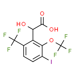ChemSpider 2D Image | Hydroxy[3-iodo-2-(trifluoromethoxy)-6-(trifluoromethyl)phenyl]acetic acid | C10H5F6IO4