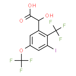 ChemSpider 2D Image | Hydroxy[3-iodo-5-(trifluoromethoxy)-2-(trifluoromethyl)phenyl]acetic acid | C10H5F6IO4