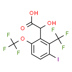 ChemSpider 2D Image | Hydroxy[3-iodo-6-(trifluoromethoxy)-2-(trifluoromethyl)phenyl]acetic acid | C10H5F6IO4