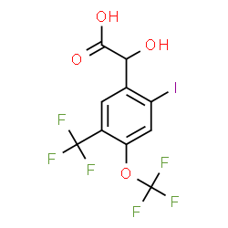 ChemSpider 2D Image | Hydroxy[2-iodo-4-(trifluoromethoxy)-5-(trifluoromethyl)phenyl]acetic acid | C10H5F6IO4