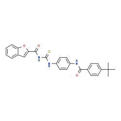 ChemSpider 2D Image | N-({4-[(4-tert-Butylbenzoyl)amino]phenyl}carbamothioyl)-1-benzofuran-2-carboxamide | C27H25N3O3S