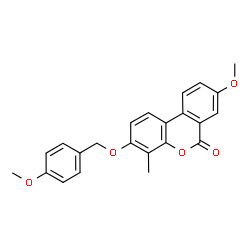 ChemSpider 2D Image | 8-Methoxy-3-[(4-methoxybenzyl)oxy]-4-methyl-6H-benzo[c]chromen-6-one | C23H20O5