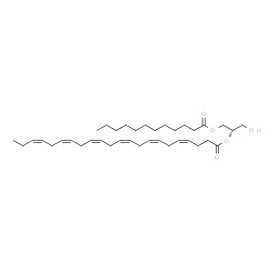 ChemSpider 2D Image | (2S)-1-(Dodecanoyloxy)-3-hydroxy-2-propanyl (4Z,7Z,10Z,13Z,16Z,19Z)-4,7,10,13,16,19-docosahexaenoate | C37H60O5