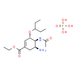 ChemSpider 2D Image | Ethyl (3S,4S,5S)-4-acetamido-5-amino-3-(3-pentanyloxy)-1-cyclohexene-1-carboxylate phosphate (1:1) | C16H31N2O8P