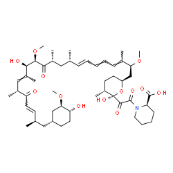 ChemSpider 2D Image | (2R)-1-{[(2R,3R,6S)-2-Hydroxy-6-{(2S,3E,5E,7E,9S,11R,13R,14R,15E,17R,19E,21R)-14-hydroxy-22-[(1R,3R,4R)-4-hydroxy-3-methoxycyclohexyl]-2,13-dimethoxy-3,9,11,15,17,21-hexamethyl-12,18-dioxo-3,5,7,15,19
-docosapentaen-1-yl}-3-methyltetrahydro-2H-pyran-2-yl](oxo)acetyl}-2-piperidinecarboxylic acid | C51H79NO13