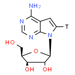 ChemSpider 2D Image | 7-[(2xi)-beta-D-threo-Pentofuranosyl](6-~3~H)-7H-pyrrolo[2,3-d]pyrimidin-4-amine | C11H13TN4O4