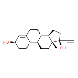 ChemSpider 2D Image | (3alpha,8alpha,9beta,10alpha,13alpha,14beta)-19-Norpregn-4-en-20-yne-3,17-diol | C20H28O2