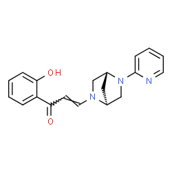 ChemSpider 2D Image | (2E)-1-(2-Hydroxyphenyl)-3-[(1S,4R)-5-(2-pyridinyl)-2,5-diazabicyclo[2.2.1]hept-2-yl]-2-propen-1-one | C19H19N3O2