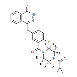 ChemSpider 2D Image | 4-(3-{[4-(Cyclopropylcarbonyl)(~2~H_8_)-1-piperazinyl]carbonyl}-4-fluorobenzyl)-1(2H)-phthalazinone | C24H15D8FN4O3