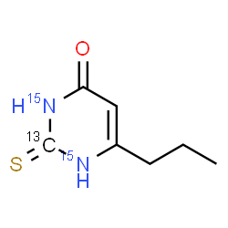 ChemSpider 2D Image | 6-Propyl-2-thioxo(2-~13~C,~15~N_2_)-2,3-dihydro-4(1H)-pyrimidinone | C613CH1015N2OS