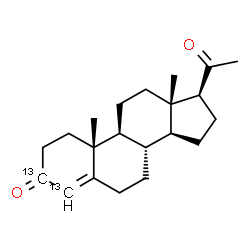 ChemSpider 2D Image | (3,4-~13~C_2_)Pregn-4-ene-3,20-dione | C1913C2H30O2