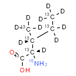 ChemSpider 2D Image | L-(~13~C_6_,2,3,3',3',3',4,4,5,5,5-~2~H_10_,~15~N)Isoleucine | 13C6H3D1015NO2