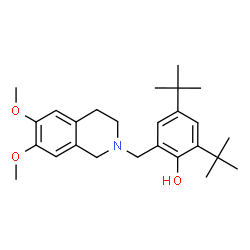 ChemSpider 2D Image | 2-[(6,7-Dimethoxy-3,4-dihydro-2(1H)-isoquinolinyl)methyl]-4,6-bis(2-methyl-2-propanyl)phenol | C26H37NO3