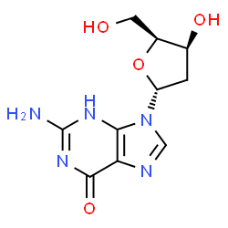 ChemSpider 2D Image | 2-Amino-9-(2-deoxy-alpha-L-threo-pentofuranosyl)-1,9-dihydro-6H-purin-6-one | C10H13N5O4