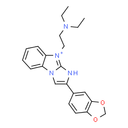 ChemSpider 2D Image | 2-(1,3-Benzodioxol-5-yl)-9-[2-(diethylamino)ethyl]-1H-imidazo[1,2-a][3,1]benzimidazol-9-ium | C22H25N4O2