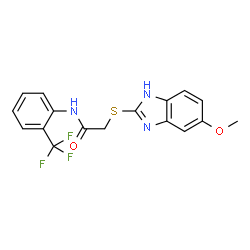 ChemSpider 2D Image | 2-[(5-Methoxy-1H-benzimidazol-2-yl)sulfanyl]-N-[2-(trifluoromethyl)phenyl]acetamide | C17H14F3N3O2S