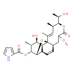 ChemSpider 2D Image | (1S,3R,4R,5R,6R,7S,11S,16S,17R,18E)-6-Hydroxy-16-[(1R)-1-hydroxyethyl]-13-methoxy-5,17,19-trimethyl-14-oxo-2,15-dioxatetracyclo[9.8.0.0~1,7~.0~3,8~]nonadeca-9,18-dien-4-yl 1H-pyrrole-2-carboxylate | C28H37NO8
