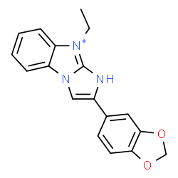 ChemSpider 2D Image | 2-(1,3-Benzodioxol-5-yl)-9-ethyl-1H-imidazo[1,2-a]benzimidazol-9-ium | C18H16N3O2